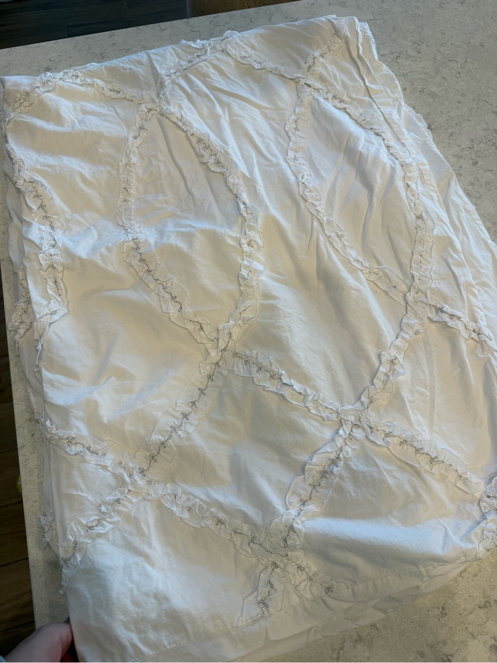 Pottery Barn Kids White Ruffled Lattice Duvet Cover Twin size
